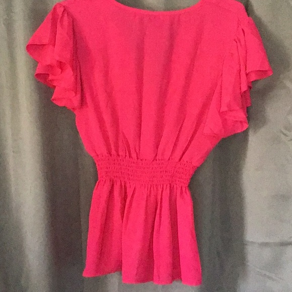 Hot Pink Ruffled Blouse - Picture 4 of 4